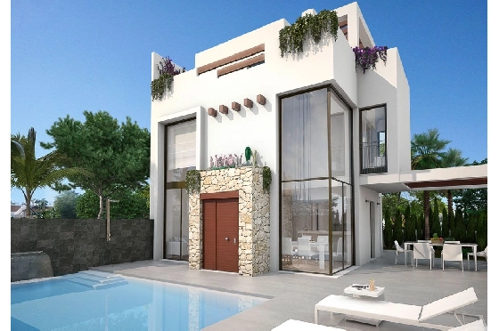 Villa in Rojales zu verkaufen, Espace de vie 159 m², Zustand Erstbezug, Terrain 173 m², 3 Chambres &agrave; coucher, 3 Badezimmer, Pool, ref.: HA-RON-360-E03-1