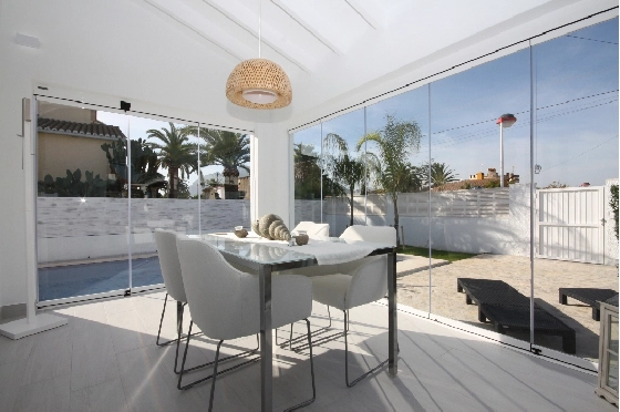 Villa in Els Poblets(Ptda. Barranquets) zur Ferienvermietung, Espace de vie 114 m², Baujahr 1986, Zustand gepflegt, + Zentralheizung, Klimaanlage, Terrain 510 m², 3 Chambres &agrave; coucher, 2 Badezimmer, Pool, ref.: T-1118-9