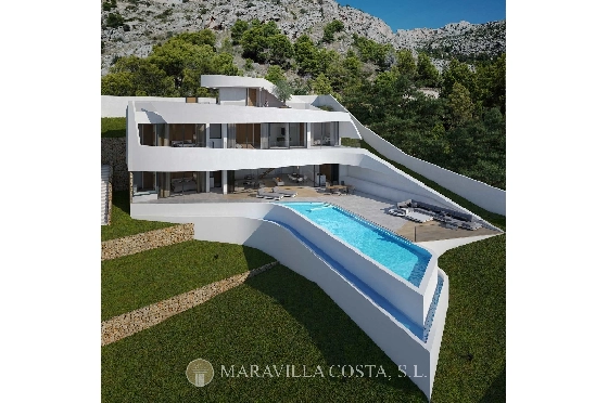 Villa in Altea Hills zu verkaufen, Espace de vie 412 m², + Fussbodenheizung, Klimaanlage, Terrain 979 m², 4 Chambres &agrave; coucher, 4 Badezimmer, Pool, ref.: MV-2470-1