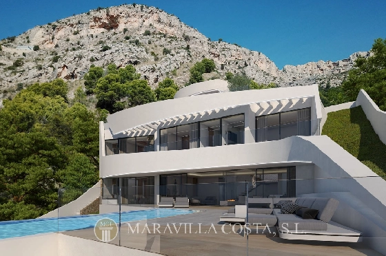 Villa in Altea Hills zu verkaufen, Espace de vie 412 m², + Fussbodenheizung, Klimaanlage, Terrain 979 m², 4 Chambres &agrave; coucher, 4 Badezimmer, Pool, ref.: MV-2470-2