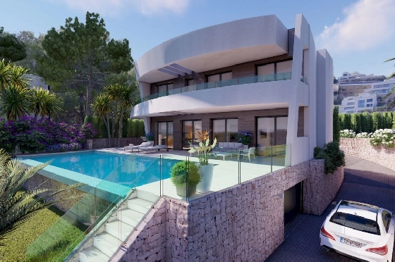 Villa in Moraira zu verkaufen, Baujahr 2022, + Fussbodenheizung, Klimaanlage, Terrain 802 m², 4 Chambres &agrave; coucher, 4 Badezimmer, Pool, ref.: NL-NLD1360-1