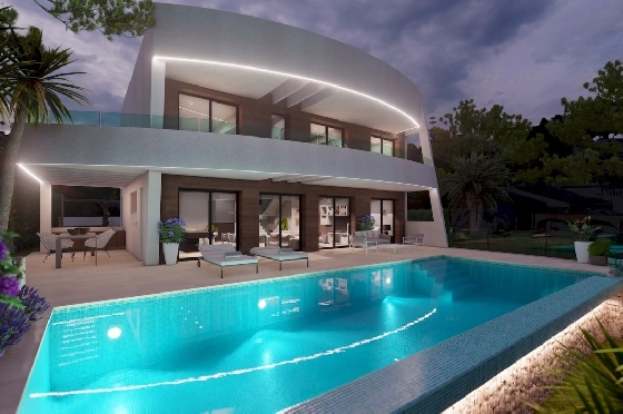 Villa in Moraira zu verkaufen, Baujahr 2022, + Fussbodenheizung, Klimaanlage, Terrain 802 m², 4 Chambres &agrave; coucher, 4 Badezimmer, Pool, ref.: NL-NLD1360-2