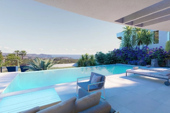 Villa in Moraira zu verkaufen, Baujahr 2022, + Fussbodenheizung, Klimaanlage, Terrain 802 m², 4 Chambres &agrave; coucher, 4 Badezimmer, Pool, ref.: NL-NLD1360-5