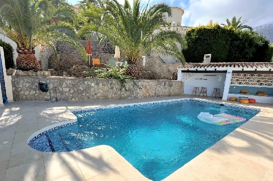 Villa in Denia(Les Galeretes) zur Ferienvermietung, Espace de vie 215 m², Baujahr 1980, Zustand gepflegt, + Zentralheizung, Klimaanlage, Terrain 800 m², 3 Chambres &agrave; coucher, 2 Badezimmer, Pool, ref.: T-0822-4