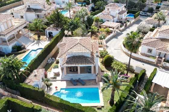 Villa in Denia zur Ferienvermietung, Espace de vie 133 m², Baujahr 1999, Zustand gepflegt, + Fussbodenheizung, Klimaanlage, Terrain 585 m², 3 Chambres &agrave; coucher, 3 Badezimmer, Pool, ref.: T-1023-23
