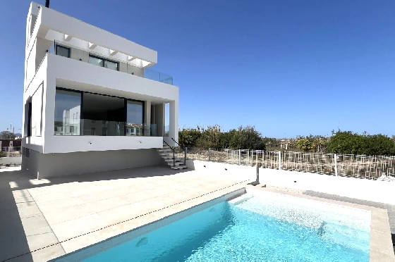 Villa in Oliva zu verkaufen, Espace de vie 173 m², Baujahr 2023, Zustand Erstbezug, + Fussbodenheizung, Klimaanlage, Terrain 350 m², 3 Chambres &agrave; coucher, 4 Badezimmer, Pool, ref.: AS-1623-12