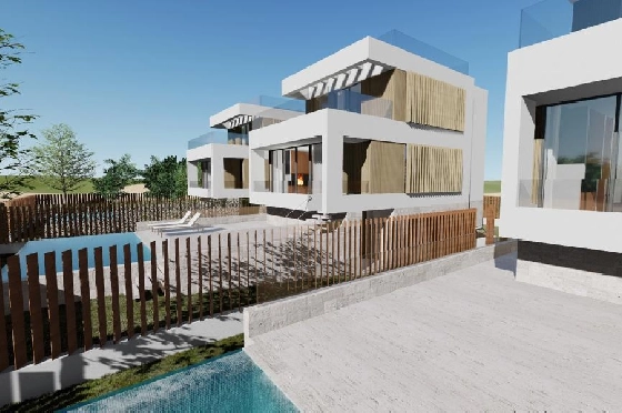 Villa in Oliva zu verkaufen, Espace de vie 173 m², Baujahr 2023, Zustand Erstbezug, + Fussbodenheizung, Klimaanlage, Terrain 350 m², 3 Chambres &agrave; coucher, 4 Badezimmer, Pool, ref.: AS-1623-26