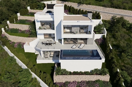 Villa in Cumbre del Sol zu verkaufen, Espace de vie 320 m², Terrain 805 m², 3 Chambres &agrave; coucher, 3 Badezimmer, Pool, ref.: BS-82447847-1