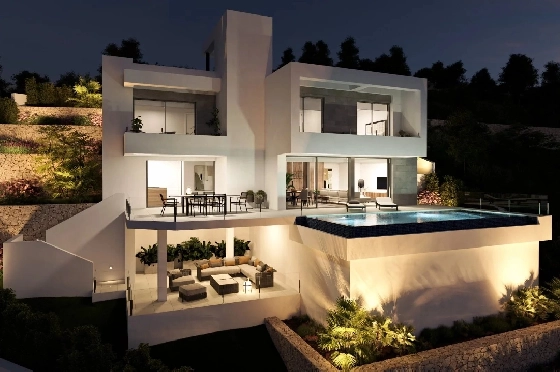 Villa in Cumbre del Sol zu verkaufen, Espace de vie 320 m², Terrain 805 m², 3 Chambres &agrave; coucher, 3 Badezimmer, Pool, ref.: BS-82447847-7
