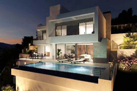 Villa in Cumbre del Sol zu verkaufen, Espace de vie 320 m², Terrain 805 m², 3 Chambres &agrave; coucher, 3 Badezimmer, Pool, ref.: BS-82447847-8