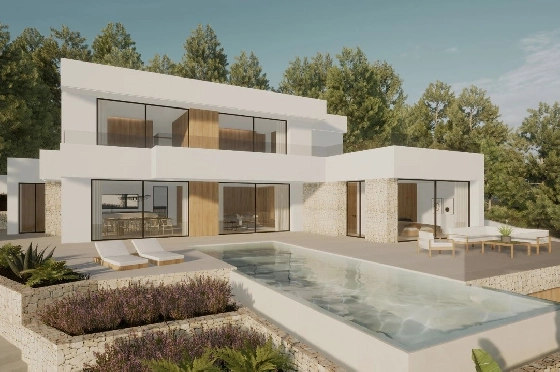 Villa in Moraira(Pla del Mar) zu verkaufen, Espace de vie 340 m², Baujahr 2023, Klimaanlage, Terrain 1070 m², 4 Chambres &agrave; coucher, 4 Badezimmer, Pool, ref.: BI-MT.H-787-1