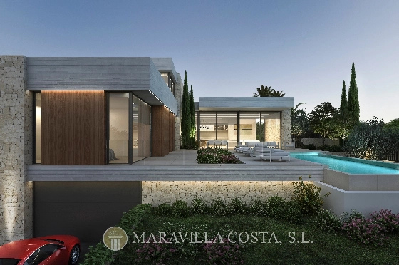 Villa in Moraira zu verkaufen, Espace de vie 261 m², Baujahr 2023, + Fussbodenheizung, Klimaanlage, Terrain 939 m², 4 Chambres &agrave; coucher, 4 Badezimmer, Pool, ref.: MV-2499-2