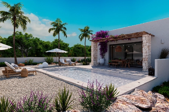 Villa in Denia(Marquesa 4) zu verkaufen, Espace de vie 120 m², Baujahr 2025, Zustand neuwertig, + Zentralheizung, Klimaanlage, Terrain 1085 m², 3 Chambres &agrave; coucher, 2 Badezimmer, Pool, ref.: UM-UV-HEBE-1