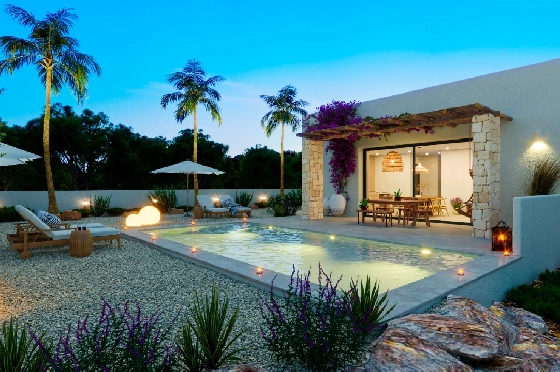 Villa in Denia(Marquesa 4) zu verkaufen, Espace de vie 120 m², Baujahr 2025, Zustand neuwertig, + Zentralheizung, Klimaanlage, Terrain 1085 m², 3 Chambres &agrave; coucher, 2 Badezimmer, Pool, ref.: UM-UV-HEBE-10