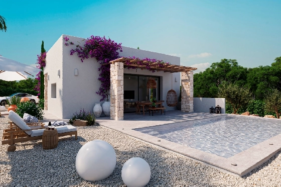 Villa in Denia(Marquesa 4) zu verkaufen, Espace de vie 120 m², Baujahr 2025, Zustand neuwertig, + Zentralheizung, Klimaanlage, Terrain 1085 m², 3 Chambres &agrave; coucher, 2 Badezimmer, Pool, ref.: UM-UV-HEBE-3
