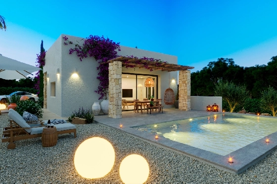 Villa in Denia(Marquesa 4) zu verkaufen, Espace de vie 120 m², Baujahr 2025, Zustand neuwertig, + Zentralheizung, Klimaanlage, Terrain 1085 m², 3 Chambres &agrave; coucher, 2 Badezimmer, Pool, ref.: UM-UV-HEBE-9