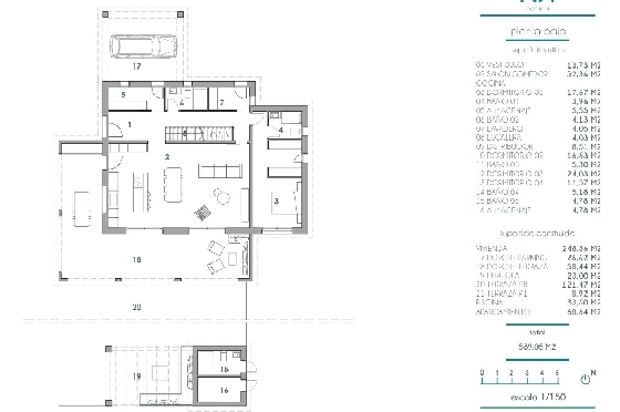 Villa in Moraira zu verkaufen, Espace de vie 248 m², Klimaanlage, Terrain 800 m², 4 Chambres &agrave; coucher, 5 Badezimmer, Pool, ref.: BI-MT.H-795-11