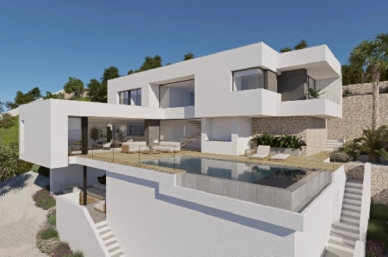 Villa in Cumbre del Sol zu verkaufen, Espace de vie 349 m², Terrain 807 m², 3 Chambres &agrave; coucher, 3 Badezimmer, Pool, ref.: BS-84915850-1