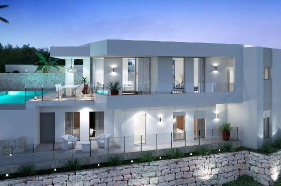 Villa in Moraira zu verkaufen, Espace de vie 286 m², Baujahr 2024, Klimaanlage, Terrain 800 m², 3 Chambres &agrave; coucher, 2 Badezimmer, Pool, ref.: AM-12126DA-1