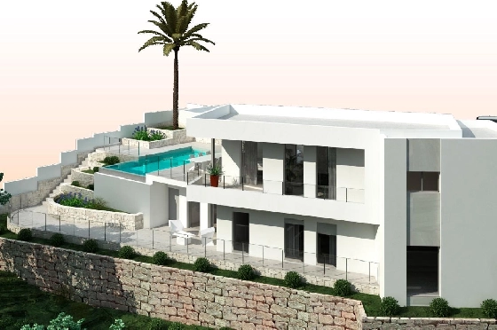 Villa in Moraira zu verkaufen, Espace de vie 286 m², Baujahr 2024, Klimaanlage, Terrain 800 m², 3 Chambres &agrave; coucher, 2 Badezimmer, Pool, ref.: AM-12126DA-5