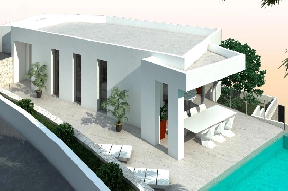 Villa in Moraira zu verkaufen, Espace de vie 286 m², Baujahr 2024, Klimaanlage, Terrain 800 m², 3 Chambres &agrave; coucher, 2 Badezimmer, Pool, ref.: AM-12126DA-7