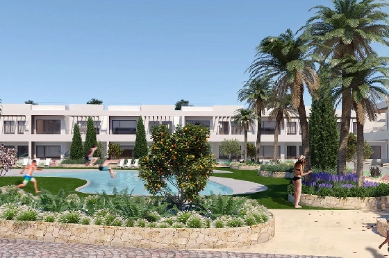 Erdgeschoss Apartment in Torrevieja zu verkaufen, Wohnfläche 90 m², Zustand Erstbezug, + fussboden, Klimaanlage, 2 Schlafzimmer, 2 Badezimmer, Pool, ref.: HA-TON-162-A01-1