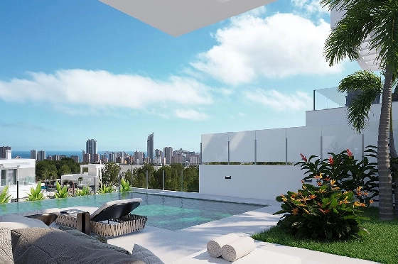 Villa in Finestrat zu verkaufen, Espace de vie 175 m², Zustand Erstbezug, + fussboden, Klimaanlage, Terrain 455 m², 3 Chambres &agrave; coucher, 3 Badezimmer, Pool, ref.: HA-FIN-106-E01-1