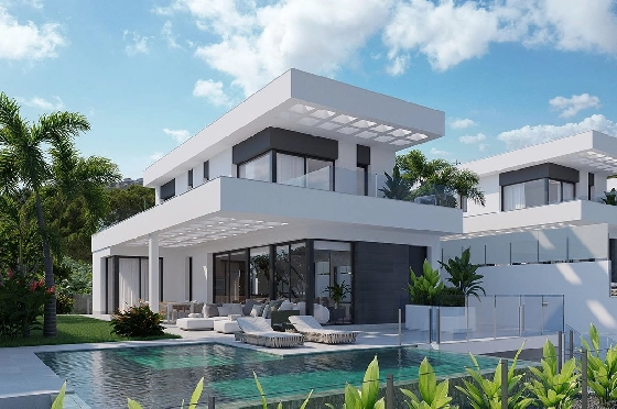 Villa in Finestrat zu verkaufen, Espace de vie 175 m², Zustand Erstbezug, + fussboden, Klimaanlage, Terrain 455 m², 3 Chambres &agrave; coucher, 3 Badezimmer, Pool, ref.: HA-FIN-106-E01-2