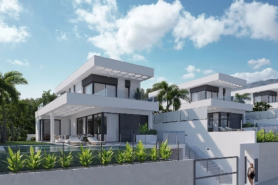 Villa in Finestrat zu verkaufen, Espace de vie 175 m², Zustand Erstbezug, + fussboden, Klimaanlage, Terrain 455 m², 3 Chambres &agrave; coucher, 3 Badezimmer, Pool, ref.: HA-FIN-106-E01-3