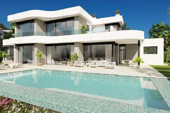 Villa in Moraira zu verkaufen, Espace de vie 195 m², Baujahr 2025, Klimaanlage, Terrain 811 m², 4 Chambres &agrave; coucher, 4 Badezimmer, Pool, ref.: AM-12327DA-1