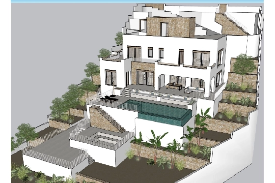 Villa in Benissa zu verkaufen, Espace de vie 232 m², Baujahr 2025, Klimaanlage, Terrain 1199 m², 4 Chambres &agrave; coucher, 3 Badezimmer, Pool, ref.: AM-12453DR-1