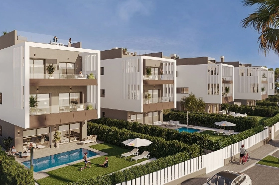Penthouse Apartment in Colonia de Sant Jordi zu verkaufen, Espace de vie 379 m², Zustand Erstbezug, + fussboden, Klimaanlage, 3 Chambres &agrave; coucher, 2 Badezimmer, Pool, ref.: HA-MLN-163-A03-2
