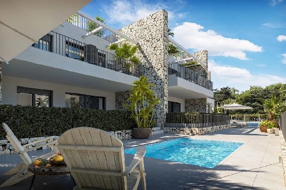 Erdgeschoss Apartment in Sant Elm zu verkaufen, Espace de vie 112 m², Zustand Erstbezug, Klimaanlage, 3 Chambres &agrave; coucher, 2 Badezimmer, Pool, ref.: HA-MLN-434-A01-1