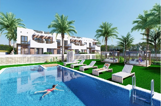 Erdgeschoss Apartment in Torre de la Horadada zu verkaufen, Espace de vie 85 m², Zustand Erstbezug, 2 Chambres &agrave; coucher, 2 Badezimmer, Pool, ref.: HA-THN-450-A01-1