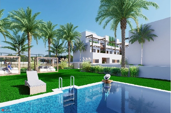 Erdgeschoss Apartment in Torre de la Horadada zu verkaufen, Espace de vie 85 m², Zustand Erstbezug, 2 Chambres &agrave; coucher, 2 Badezimmer, Pool, ref.: HA-THN-450-A01-3