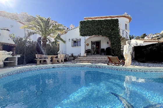 Villa in Pedreguer(Monte Solana) zu verkaufen, Espace de vie 87 m², Baujahr 1999, Zustand gepflegt, + Ofen, Klimaanlage, Terrain 426 m², 3 Chambres &agrave; coucher, 3 Badezimmer, Pool, ref.: AS-2425-1
