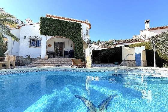 Villa in Pedreguer(Monte Solana) zu verkaufen, Espace de vie 87 m², Baujahr 1999, Zustand gepflegt, + Ofen, Klimaanlage, Terrain 426 m², 3 Chambres &agrave; coucher, 3 Badezimmer, Pool, ref.: AS-2425-20