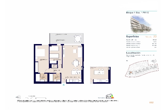 Apartment in El Vergel zu verkaufen, Espace de vie 68 m², + KLIMA, Klimaanlage, Terrain 14 m², 2 Chambres &agrave; coucher, 2 Badezimmer, Pool, ref.: AH-EV-VI-1-01-01-C-12