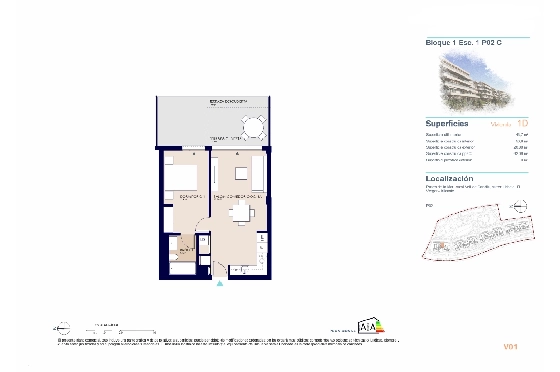 Apartment in El Vergel zu verkaufen, Espace de vie 45 m², Baujahr 2027, Klimaanlage, Terrain 10 m², 1 Chambres &agrave; coucher, 1 Badezimmer, Pool, ref.: AH-EV-VI-1-01-02-C-24