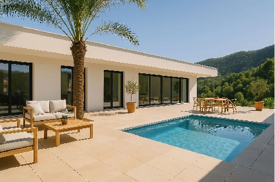 Villa in Pedreguer zu verkaufen, Espace de vie 200 m², Baujahr 2026, Klimaanlage, Terrain 1000 m², 3 Chambres &agrave; coucher, 2 Badezimmer, Pool, ref.: AM-12596DA-1
