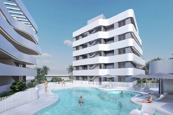 Penthouse Apartment in Guardamar del Segura zu verkaufen, Espace de vie 97 m², Zustand Erstbezug, Klimaanlage, 2 Chambres &agrave; coucher, 2 Badezimmer, Pool, ref.: HA-GUN-431-A02-1