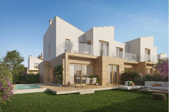 Reihenhaus in El Vergel zu verkaufen, Espace de vie 92 m², Baujahr 2027, Klimaanlage, Terrain 135 m², 3 Chambres &agrave; coucher, 3 Badezimmer, Pool, ref.: TT-AD-11-4