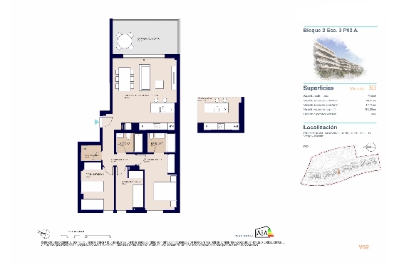 Apartment in El Vergel zu verkaufen, Espace de vie 79 m², Baujahr 2027, Klimaanlage, Terrain 16 m², 3 Chambres &agrave; coucher, 2 Badezimmer, Pool, ref.: AH-EV-VI-2-03-02-A-8