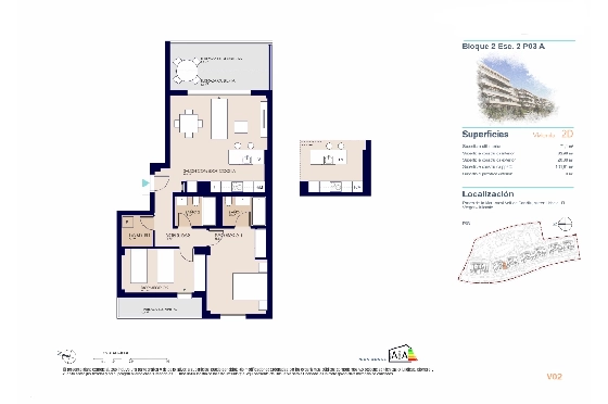 Apartment in El Vergel zu verkaufen, Espace de vie 71 m², Baujahr 2027, Klimaanlage, Terrain 21 m², 2 Chambres &agrave; coucher, 2 Badezimmer, Pool, ref.: AH-EV-VI-2-02-03-A-9
