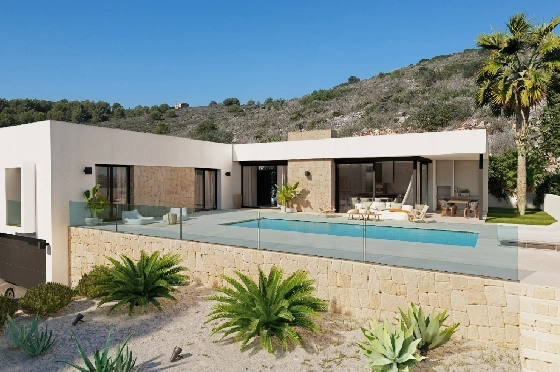 Villa in Benitachell zu verkaufen, Espace de vie 206 m², Baujahr 2026, Klimaanlage, Terrain 689 m², 3 Chambres &agrave; coucher, 3 Badezimmer, Pool, ref.: AM-12605DA-1