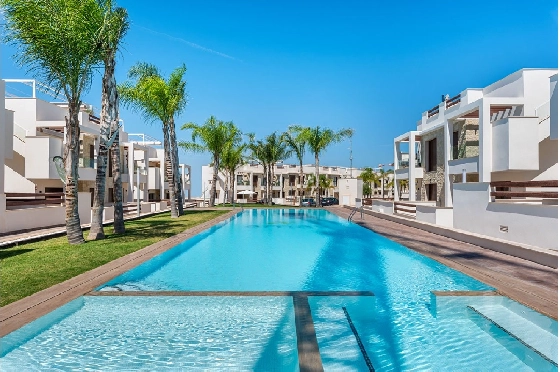 Erdgeschoss Apartment in Torrevieja zu verkaufen, Espace de vie 100 m², Zustand Erstbezug, 3 Chambres &agrave; coucher, 2 Badezimmer, Pool, ref.: HA-TON-159-A03-1