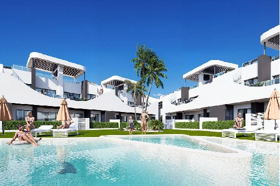 Erdgeschoss Apartment in San Fulgencio zu verkaufen, Espace de vie 133 m², Zustand Erstbezug, 3 Chambres &agrave; coucher, 2 Badezimmer, Pool, ref.: HA-SFN-131-A03-1