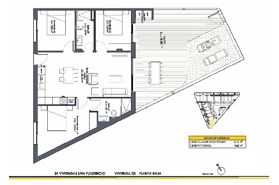 Erdgeschoss Apartment in San Fulgencio zu verkaufen, Espace de vie 133 m², Zustand Erstbezug, 3 Chambres &agrave; coucher, 2 Badezimmer, Pool, ref.: HA-SFN-131-A03-16