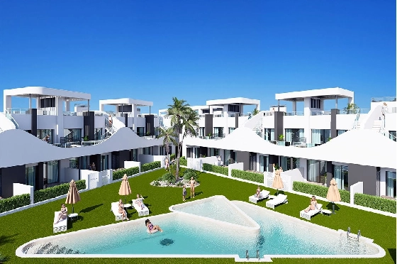 Erdgeschoss Apartment in San Fulgencio zu verkaufen, Espace de vie 133 m², Zustand Erstbezug, 3 Chambres &agrave; coucher, 2 Badezimmer, Pool, ref.: HA-SFN-131-A03-2