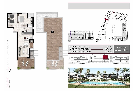 Penthouse Apartment in Ciudad Quesada zu verkaufen, Espace de vie 163 m², Zustand Erstbezug, Klimaanlage, 2 Chambres &agrave; coucher, 2 Badezimmer, Pool, ref.: HA-CQN-120-A02-17